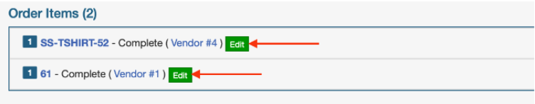 Processing orders, partial orders and overriding pre-selected vendors
